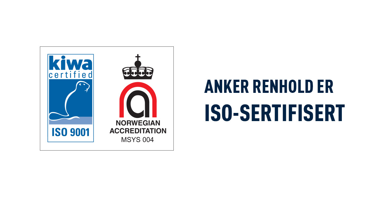 Anker Renhold er ISO 9001 sertifisert